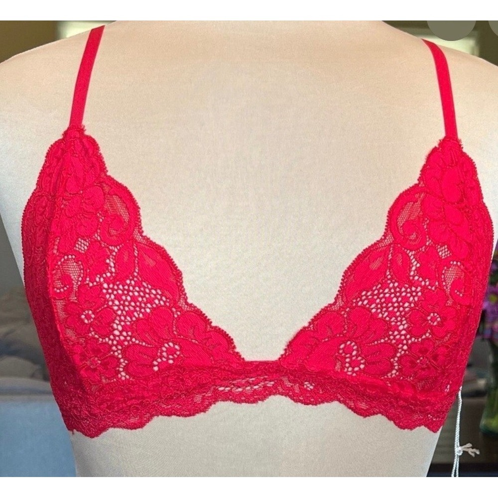 Hot as Hell HAH Chi Bralittle Siren Red Floral Lace Triangle Bralette Size L